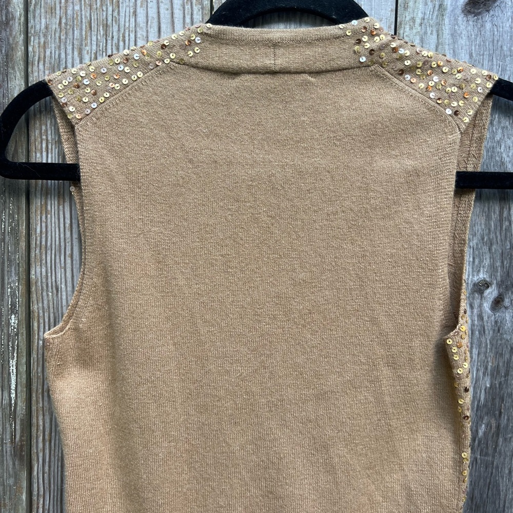 THE LIMITED gold sequin silk cashmere blend sleeveless sweater Women’s XS NWT - Picture 8 of 8